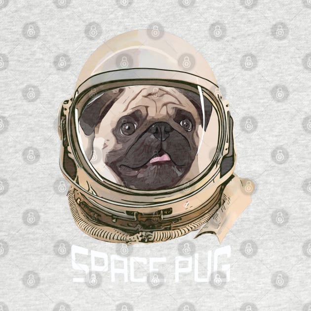 Space Pug, pug face, pug lovers, astronaut pug by Collagedream